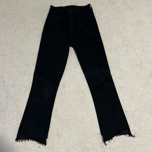 Mother The Inside Crop Two Step Fray Denim- BLACK SIZE 26